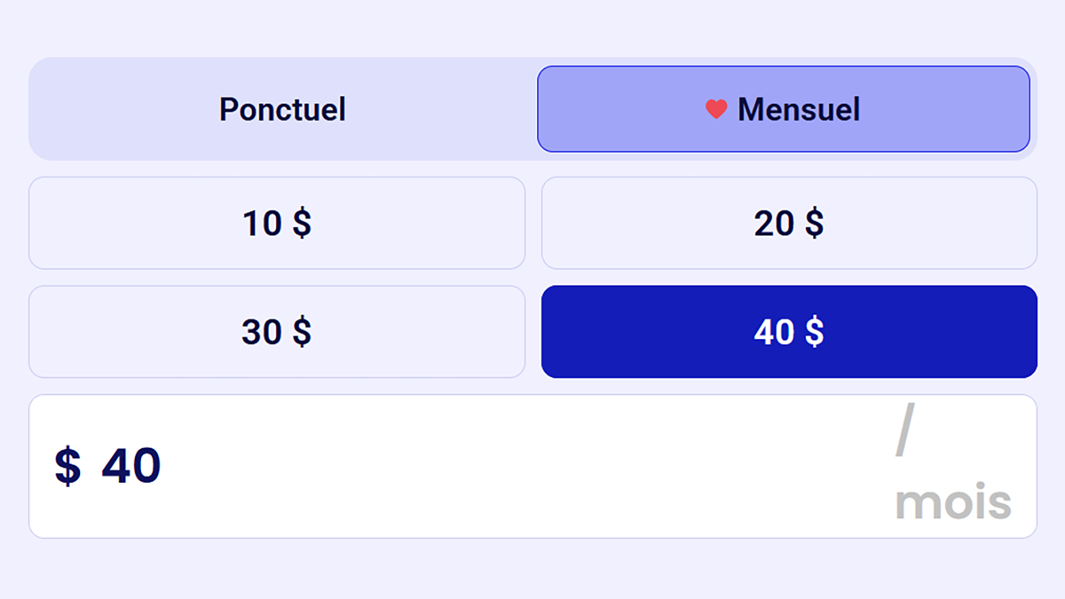 Formulaire de dons mensuels