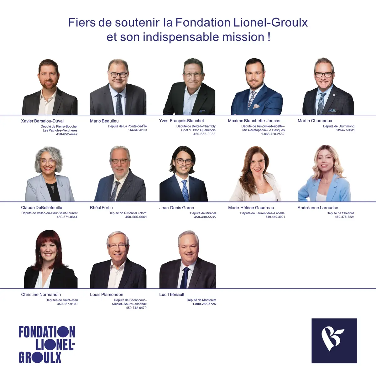 Députés du Bloc québécois – Fiers de soutenir la Fondation Lionel-Groulx et son indispensable mission
