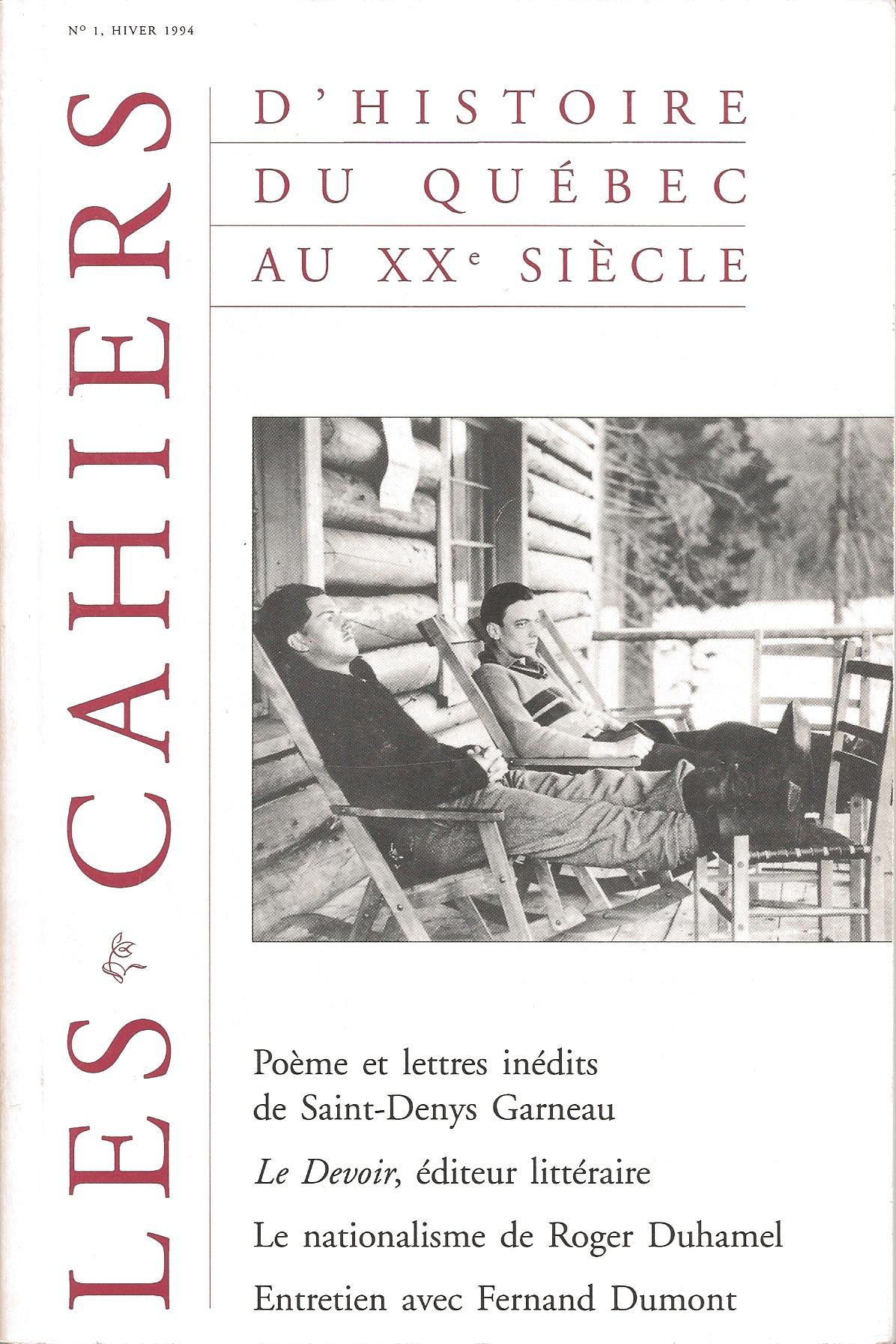 Cahiers d’histoire du Québec au XXe siècle - N° 1, hiver 1994
