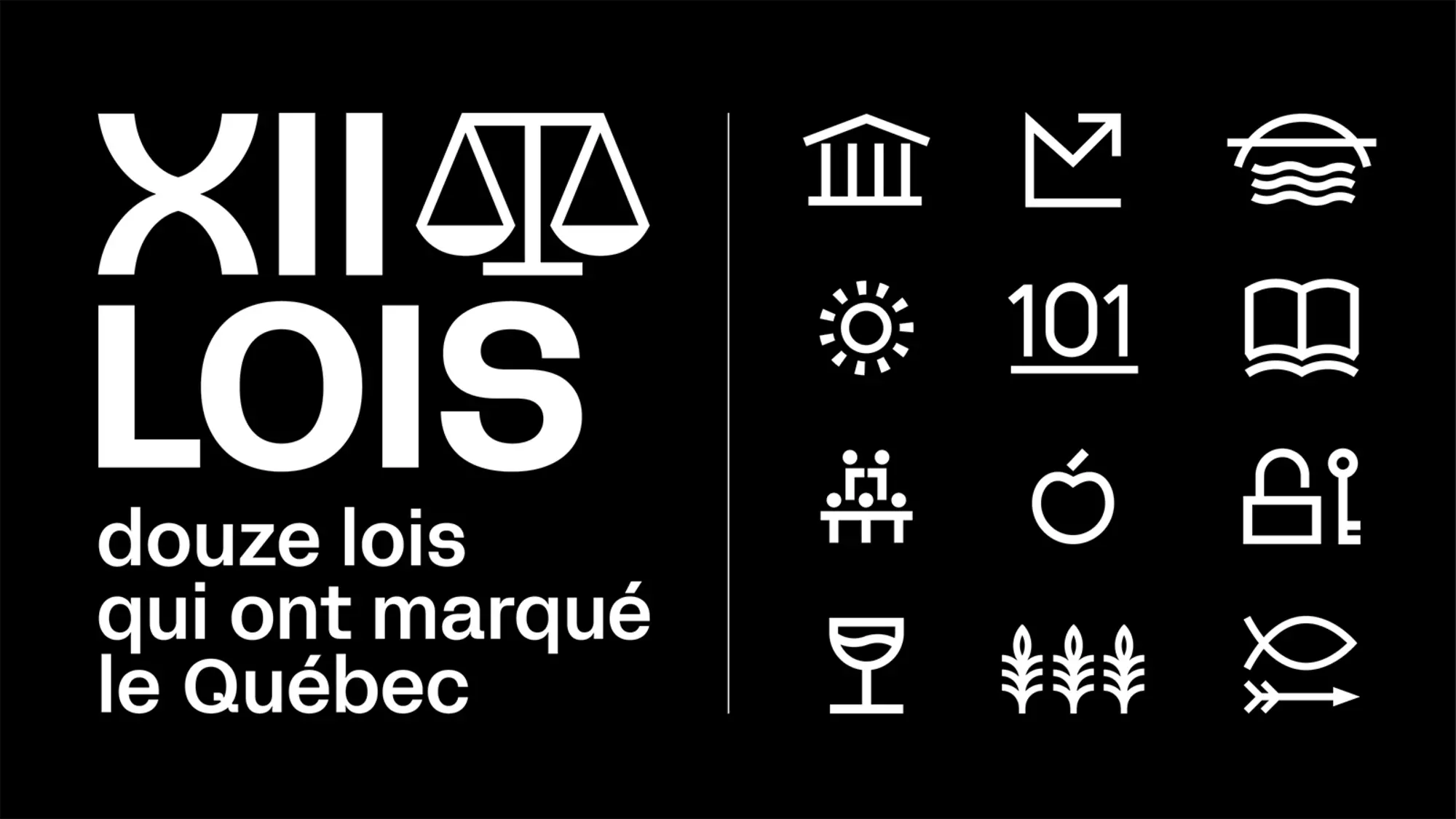 Douze lois qui ont marqué le Québec - Logo principal et icônes de conférences