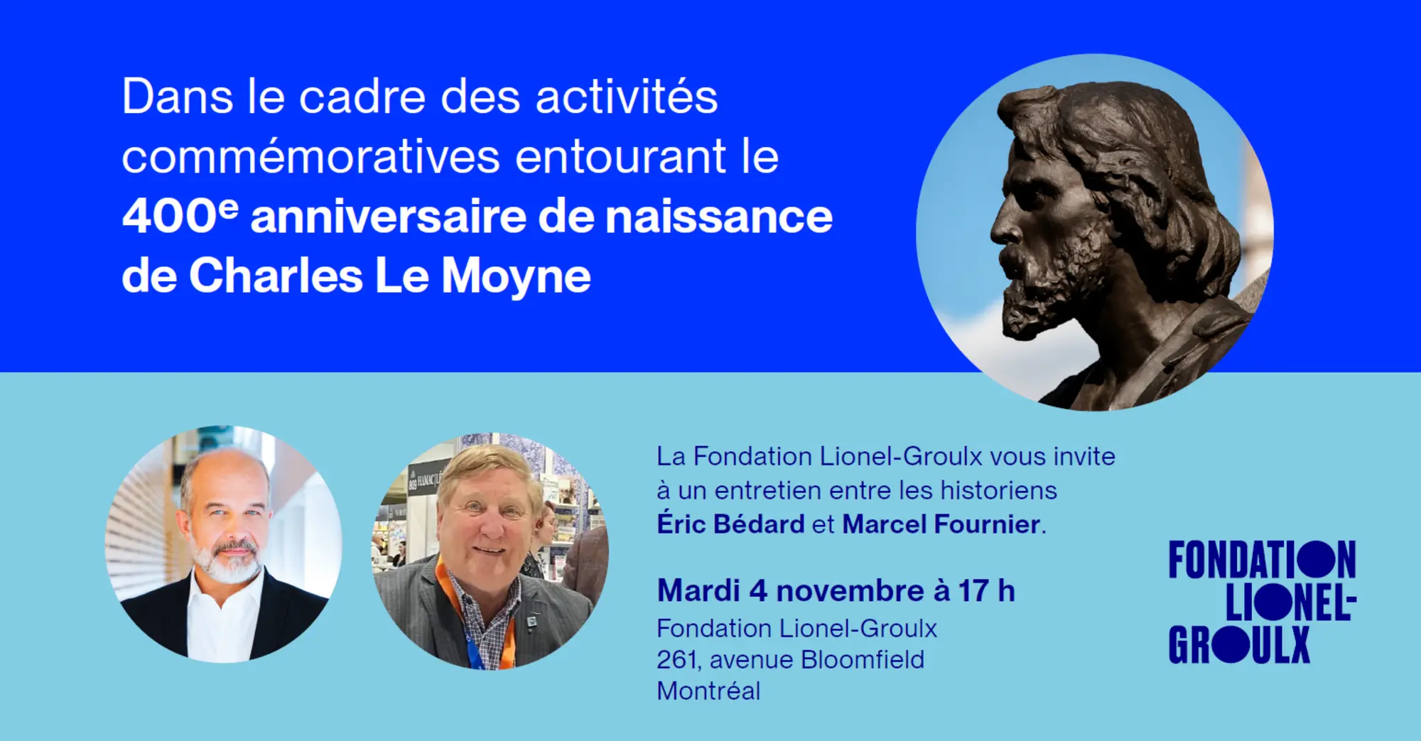 Carte d'invitation – Causerie 400e anniversaire de naissance de Charles Le Moyne