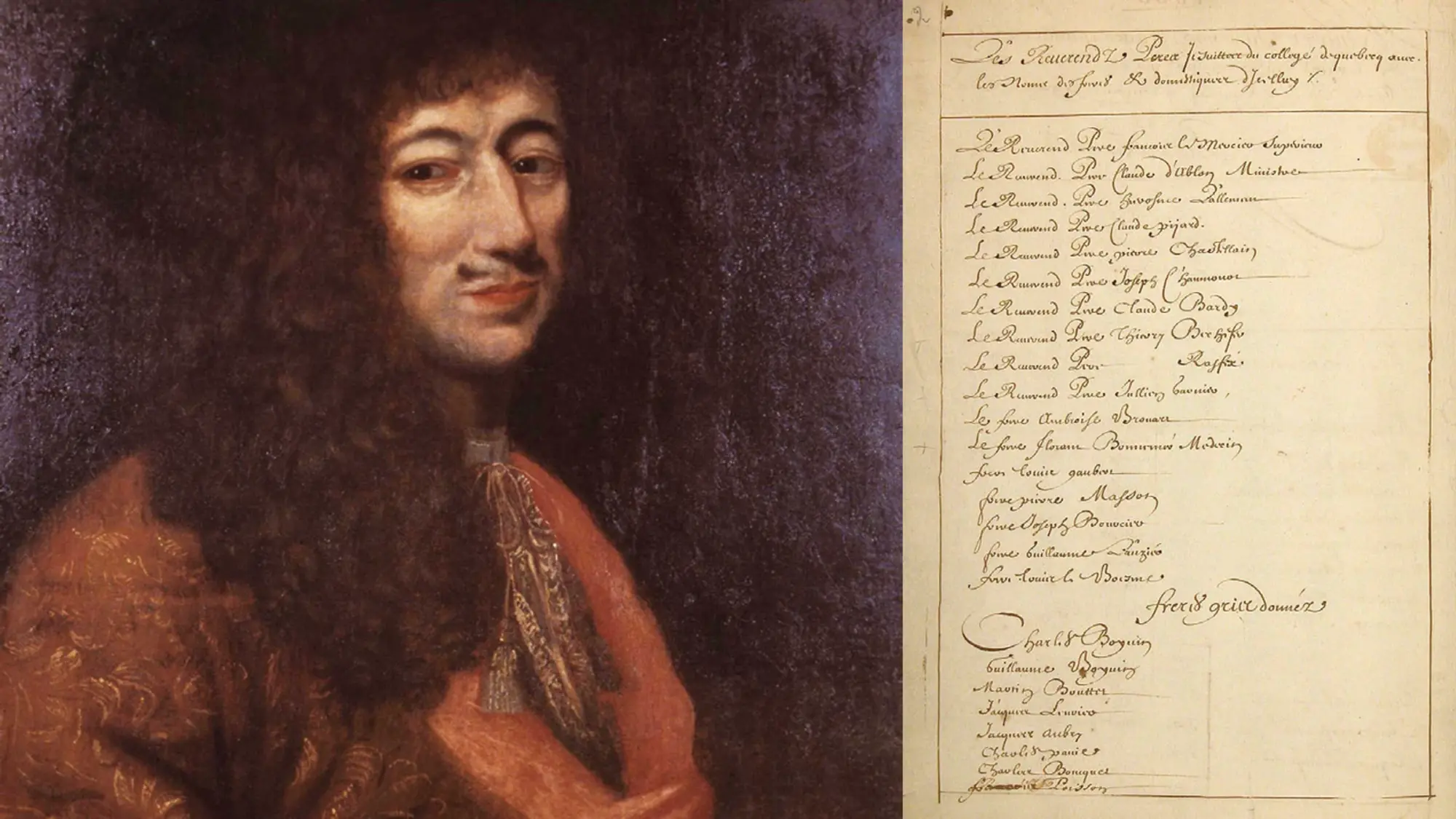 Jean Talon (à gauche) et la première page du recensement de 1666