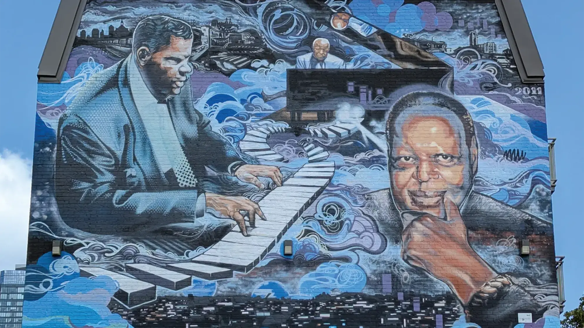 Murale en hommage à Oscar Peterson par Gene Pendon dans le quartier Saint-Henri de Montréal. Photo de Pierre B. Berthelot.