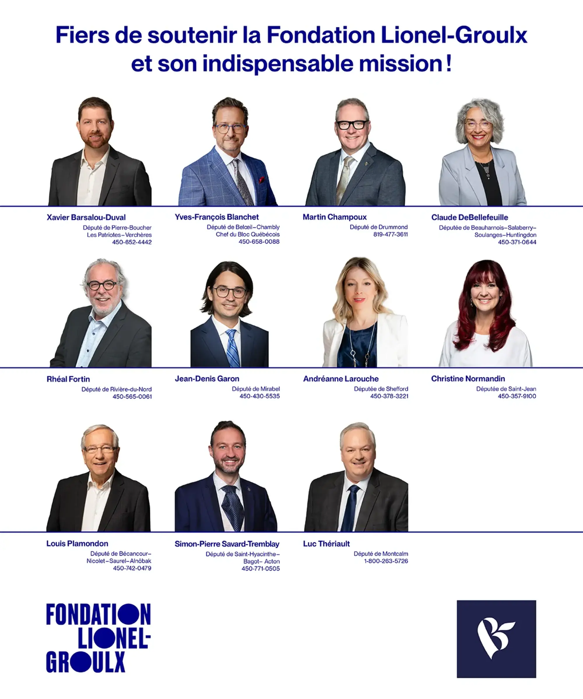 Députés du Bloc québécois – Fiers de soutenir la Fondation Lionel-Groulx et son indispensable mission
