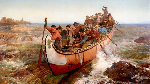 «La descente des rapides», huile sur toile de Frances Anne Hopkins (1838-1919), vers 1879.