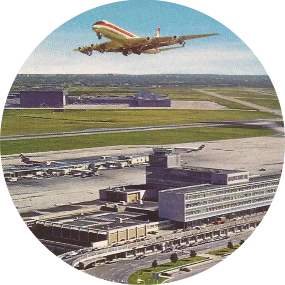 Illustration de l'aéroport de Dorval dans les années 1970.