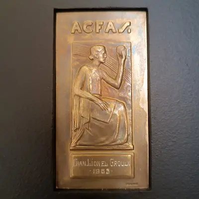 Plaquette hommage de l’ACFAS.