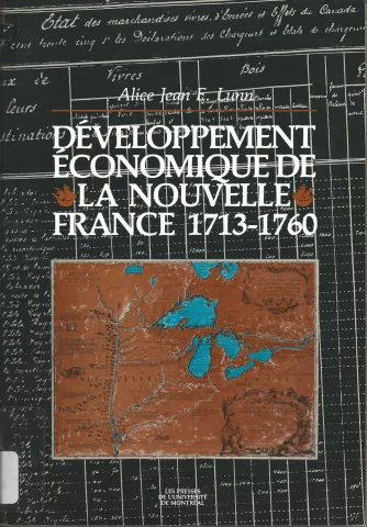 Développement économique de la Nouvelle-France, 1713-1760 (page couverture)