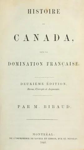 Histoire du Canada sous la domination française (page couverture)