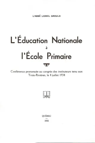 L’éducation nationale à l’école primaire (page couverture)