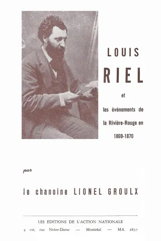 Louis Riel et les événements de la Rivière-Rouge en 1869-1870 (page couverture)