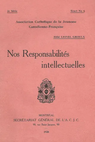 Nos responsabilités intellectuelles (page couverture)