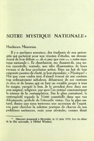 Notre mystique nationale (page couverture)