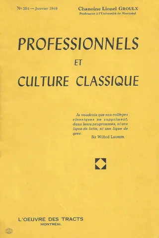 Professionnels et culture classique (page couverture)