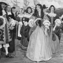 L’arrivée des filles du roi en 1667, vue par l'illustrateur Charles William Jefferys.
